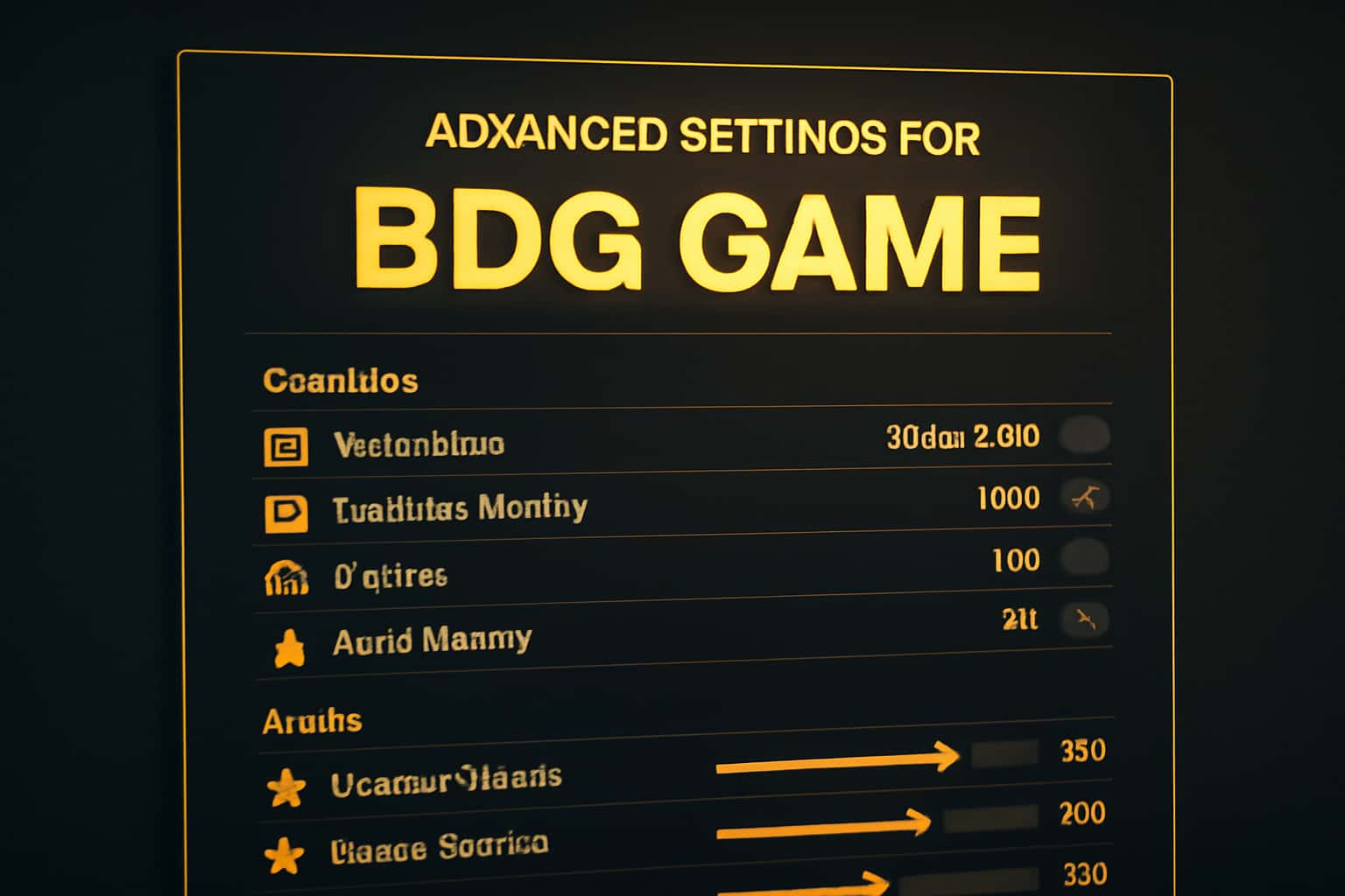 Informational scene about Advanced Settings for BDG Game.